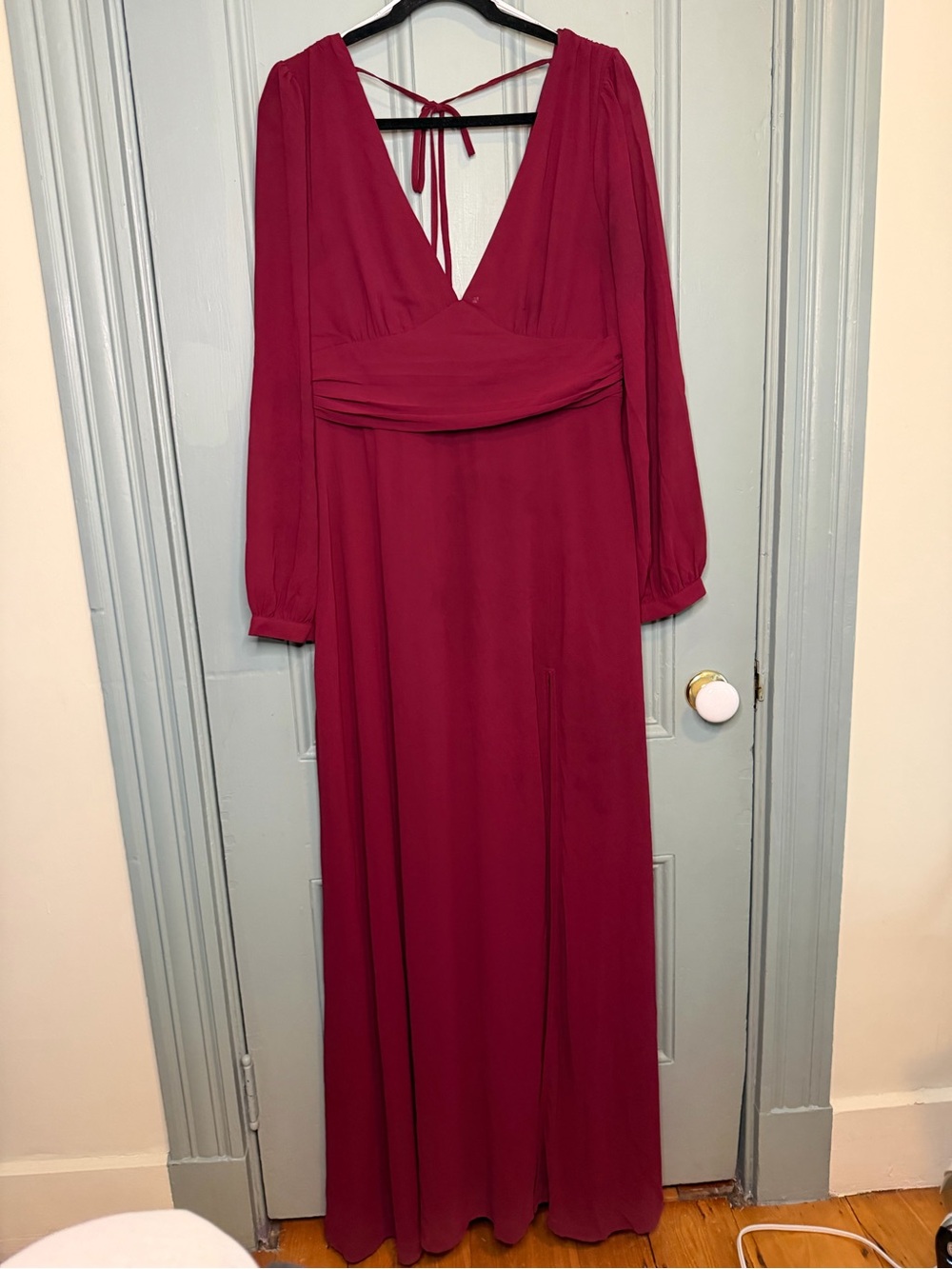 Lulu's Burgundy Long Sleeve Bridesmaid Dress